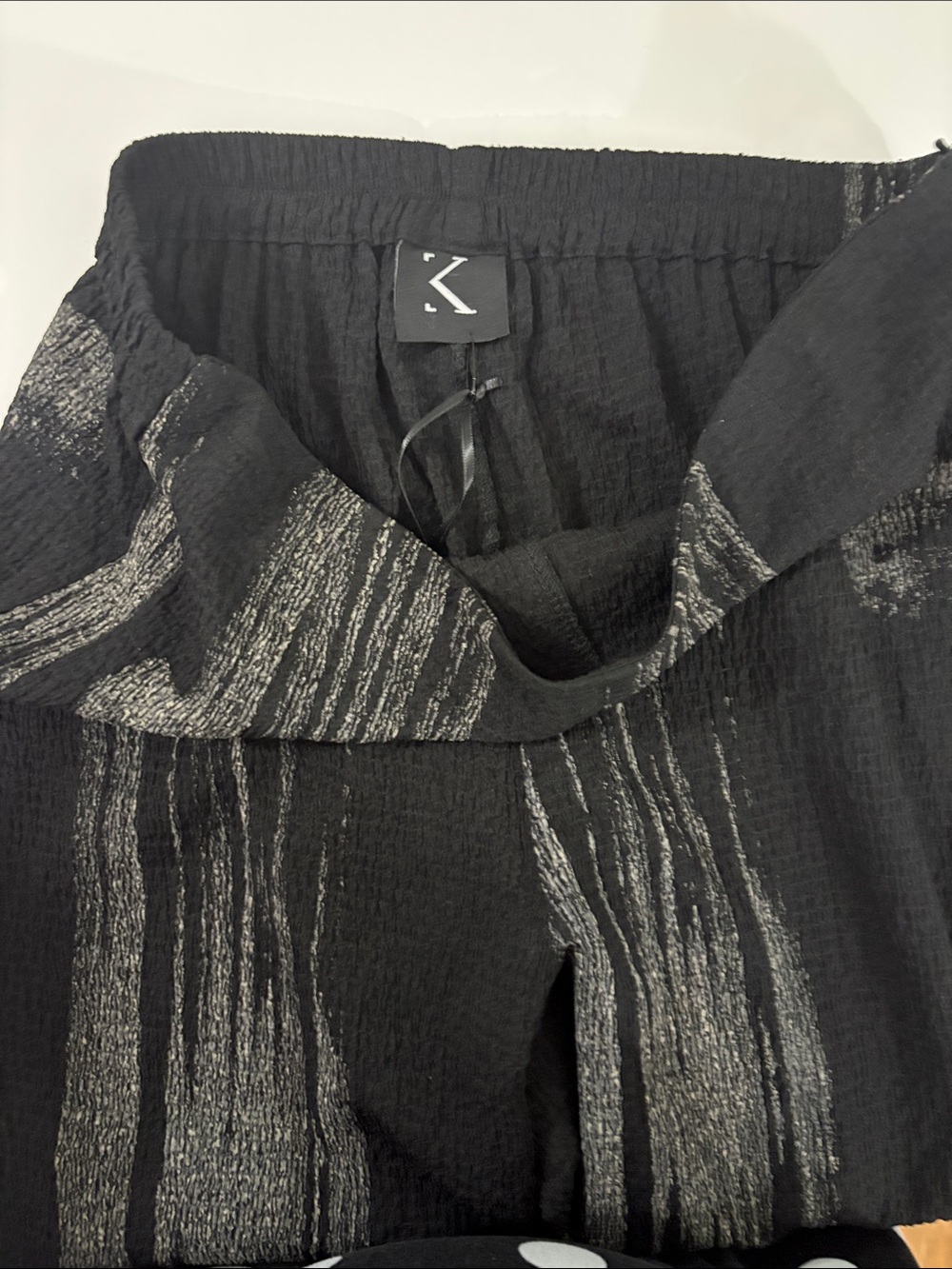 Black Trousers with Silver Brushstroke Pattern - Picture 4 of 8